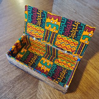 Wooden Jewelry Box, 10" x 5" x 3", Lined with African Fabric Art!